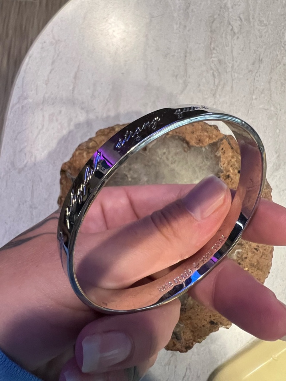 kate spade Silver Engraved Bangle Bracelet